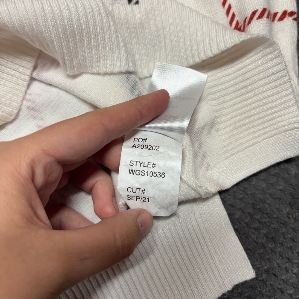 41 Hawthorn Womens White Grid Plaid Crew Neck Sweater WGS10536 Medium - Picture 5 of 7